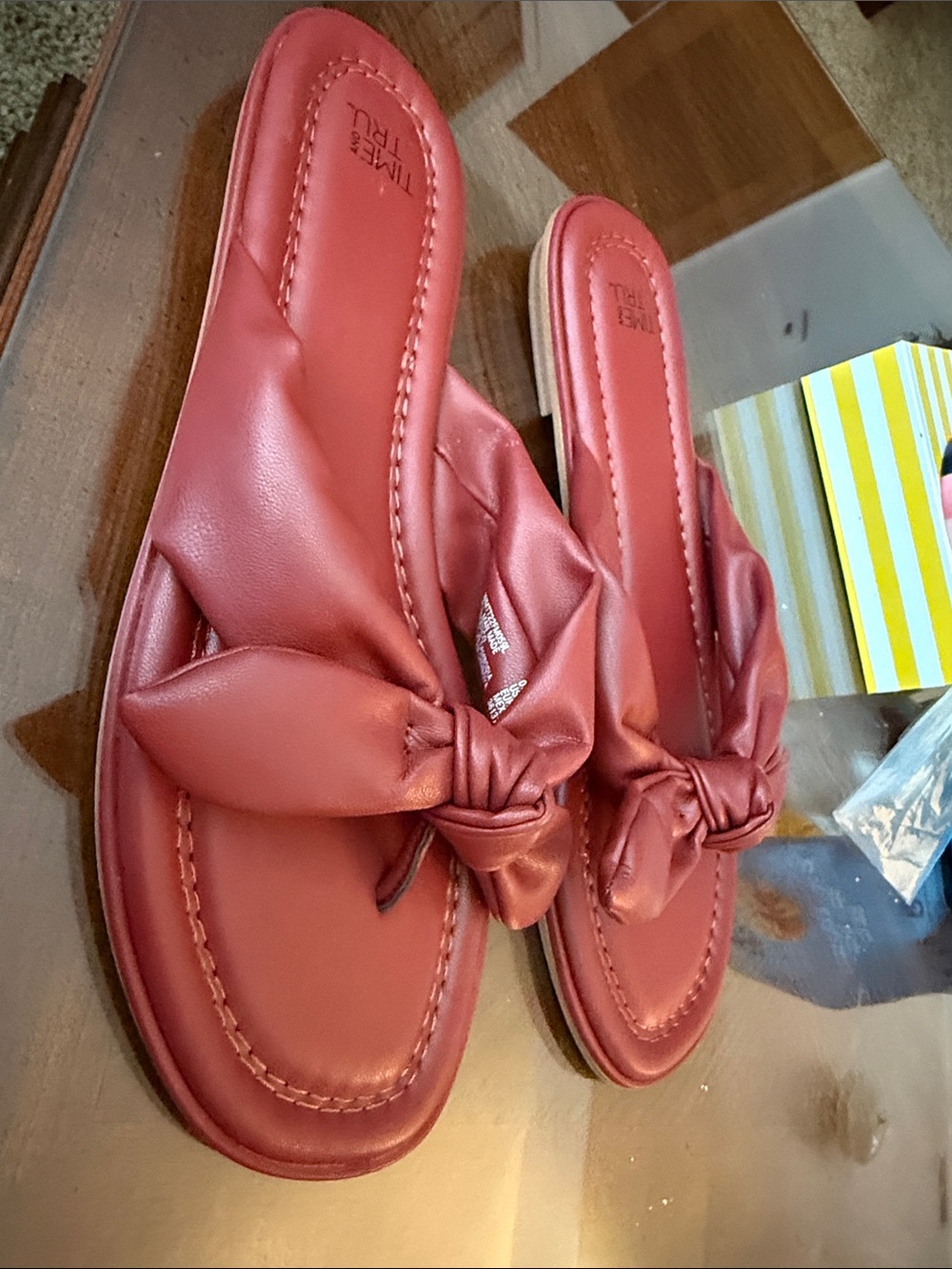 Time and Tru Rose Knot Slide Sandals